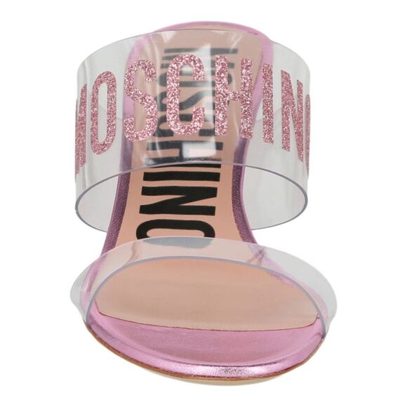 Moschino Glitter Logo Heel Sandals Clear Womens - Picture 4 of 6